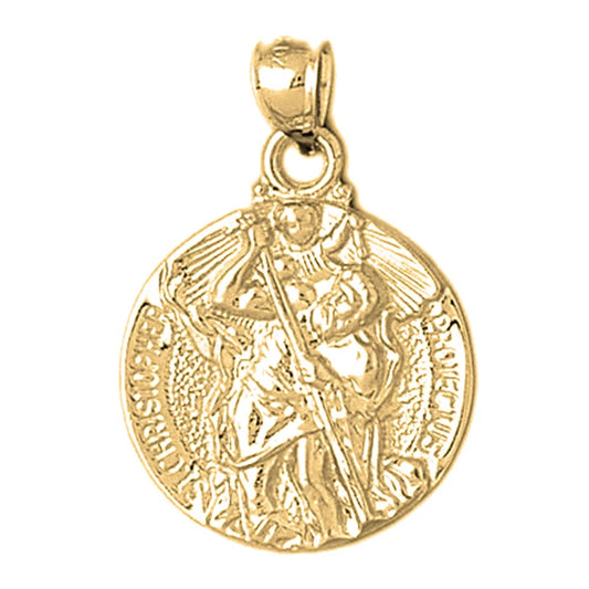 18K Yellow Gold Saint Christopher Pendant - 33 mm