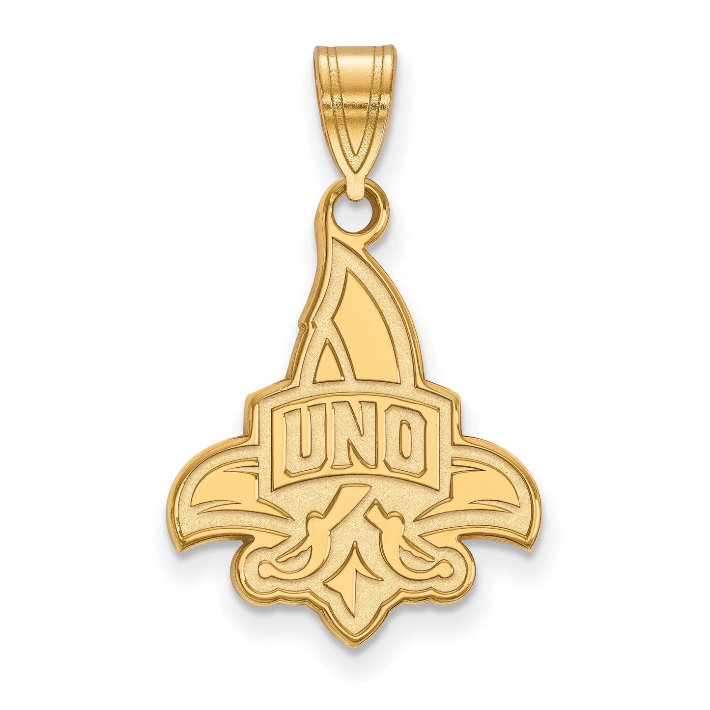 10k Yellow Gold LogoArt Official Licensed Collegiate University of New Orleans (UNO) Large Pendant