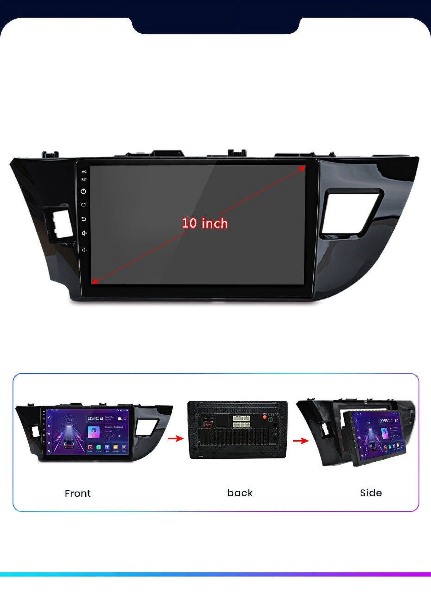 10.1" 1280*720 IPS Android 12 Wifi 2+32GB Car Stereo Radio Carplay GPS Navigation For Corolla 2014 2015 2016