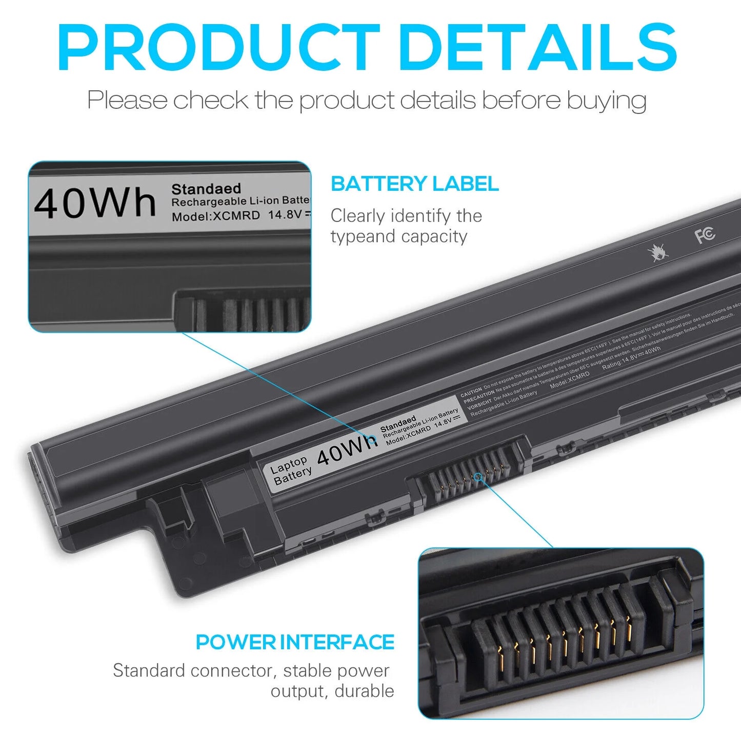 ✅40Wh XCMRD Battery for Inspiron MR90Y 3421 5421 15-3521 5521 3721 Fast