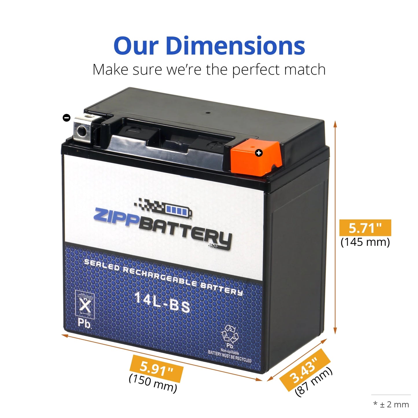 Zipp Battery Ytx14l-bs (14l-bs 12 Volts,12 Ah, 200 Cca) Motorcycle Battery for Harley-davidson 1200cc Xl Xlh Sportster 2007