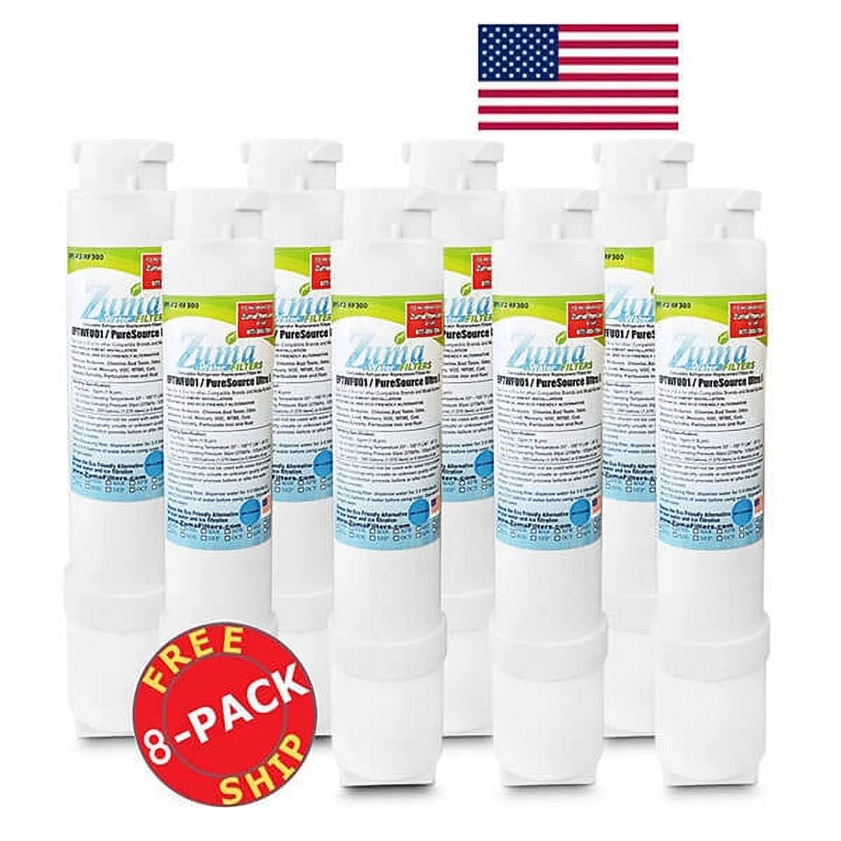 ZUMA Brand , Water and Ice Filter , Compatible with FPBS2777RF0 - 8 Pack - Made in U.S.A.