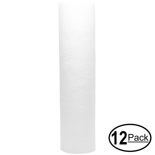 12-Pack Replacement for Expres Water ROUV10M Polypropylene Sediment Filter - Universal 10-inch 5-Micron Cartridge for Express Water 6 Stage UV Reverse Osmosis Filtration System - Denali Pure Brand