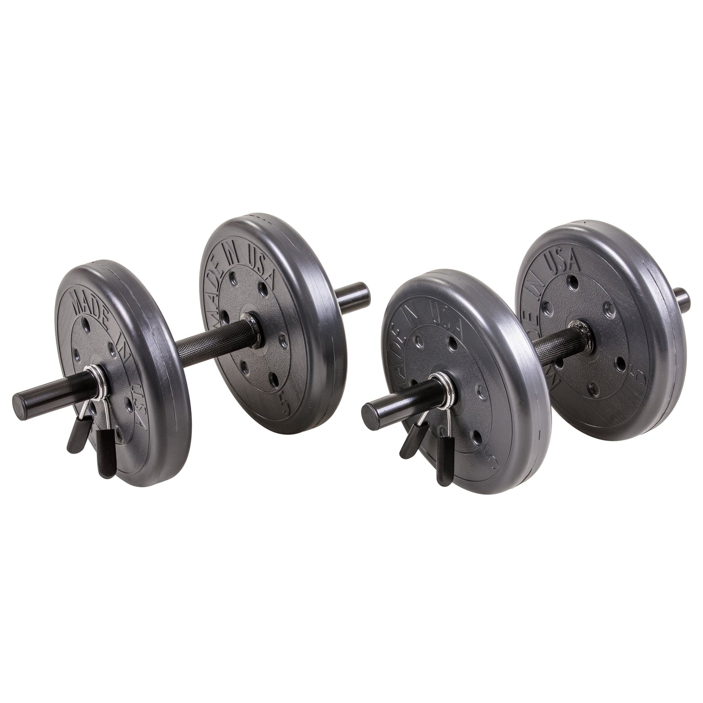 105 lb Barbell and Dumbell Load Set Featuring Two 20 lb., Four 10 lb. and Four 5 lb. Mass Two Dumbbell Bars & Full 6-foot Length Bar