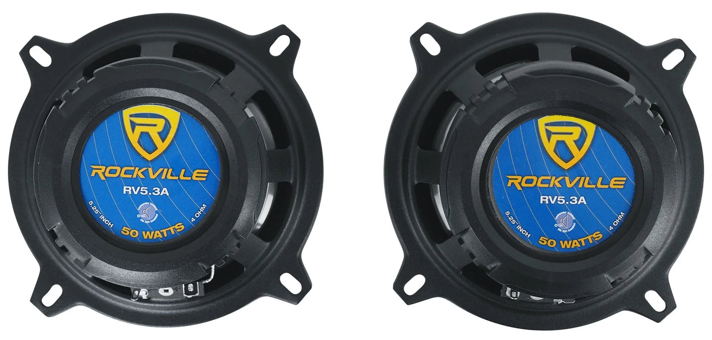 (4) Rockville RV5.3A 5.25" 3-Way Car Speakers 1200 Watts/200 Watts RMS CEA Rated