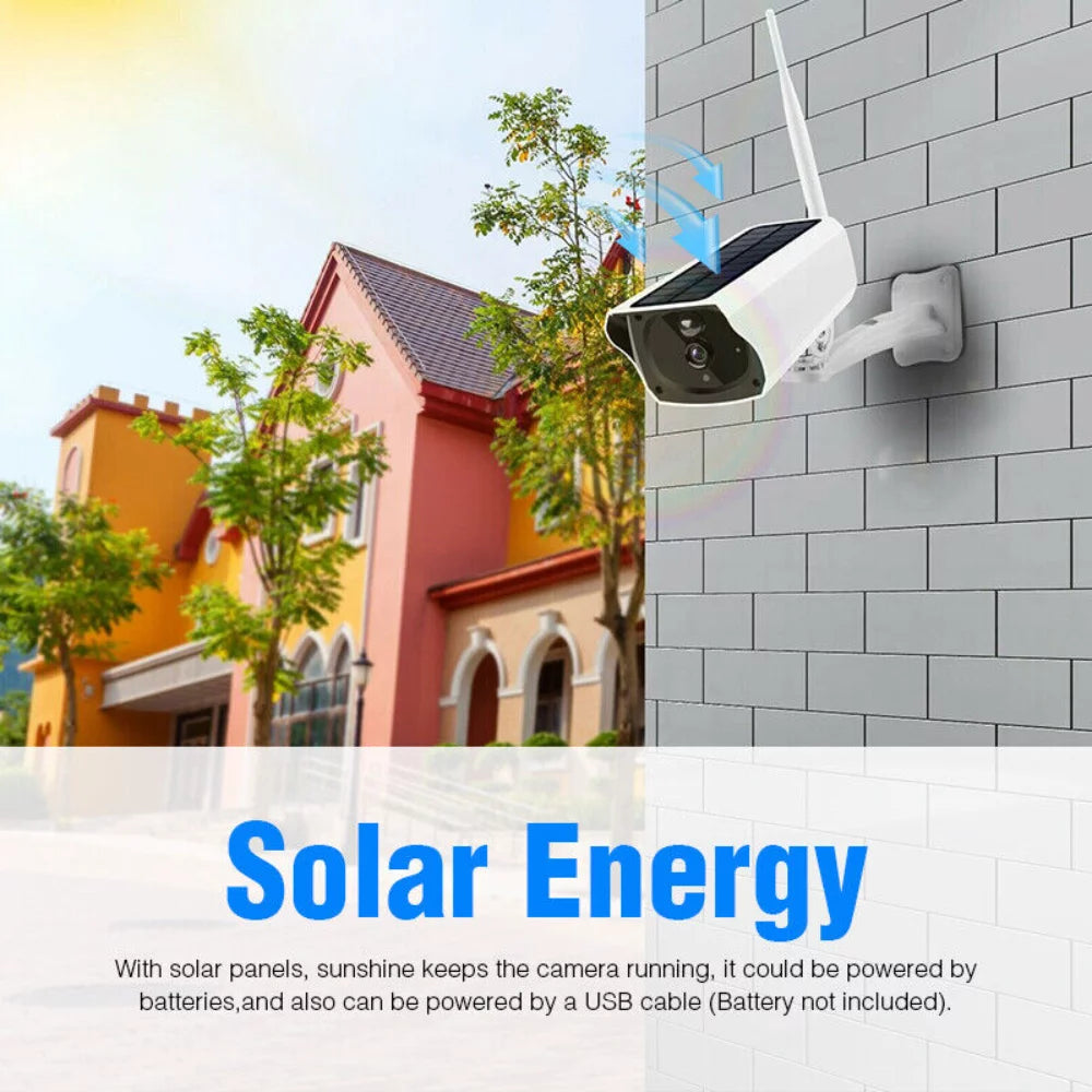 1080P Solar Powered Security Energy Camera, Wireless WiFi Outdoor IP Cameras, Rechargeable Battery Powered, Motion Detection, Waterproof, Video Surveillance Camera