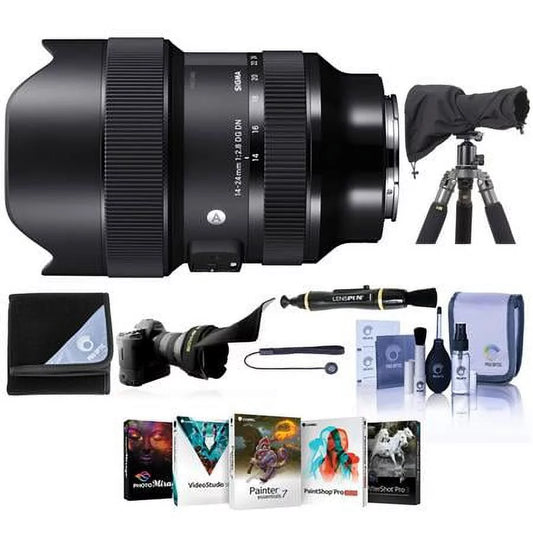 14-24mm f/2.8 DG DN ART Lens for E, Bundle with PC Software Kit, RainCoat Rain Sleeve, Cleaning Kit, Flex Lens Shade, Lens Cap Tether, Lens Wrap, Lens Cleaner