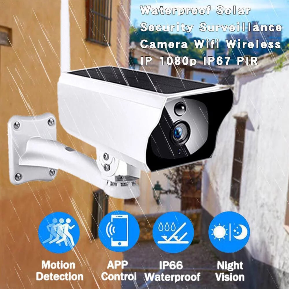 1080P Solar Powered Security Energy Camera, Wireless WiFi Outdoor IP Cameras, Rechargeable Battery Powered, Motion Detection, Waterproof, Video Surveillance Camera