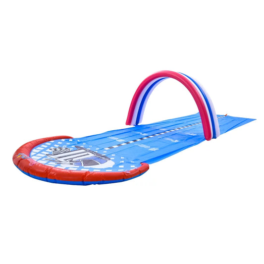 16' Red White and Blue 2-Person Race Track Inflatable Ground Water Slide