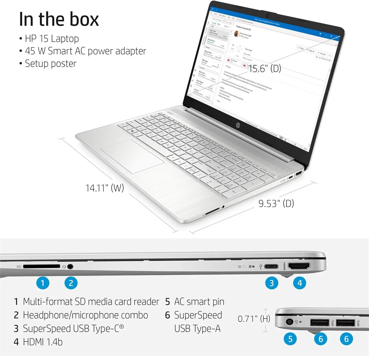 15 15.6" Full HD Business Laptop Computer, 4-core i5-1135G7, 32GB RAM, 1TB PCIe SSD, Iris Xe Graphic, Wi-Fi 6, BT 4.2, Natural Silver, Windows 11 Home