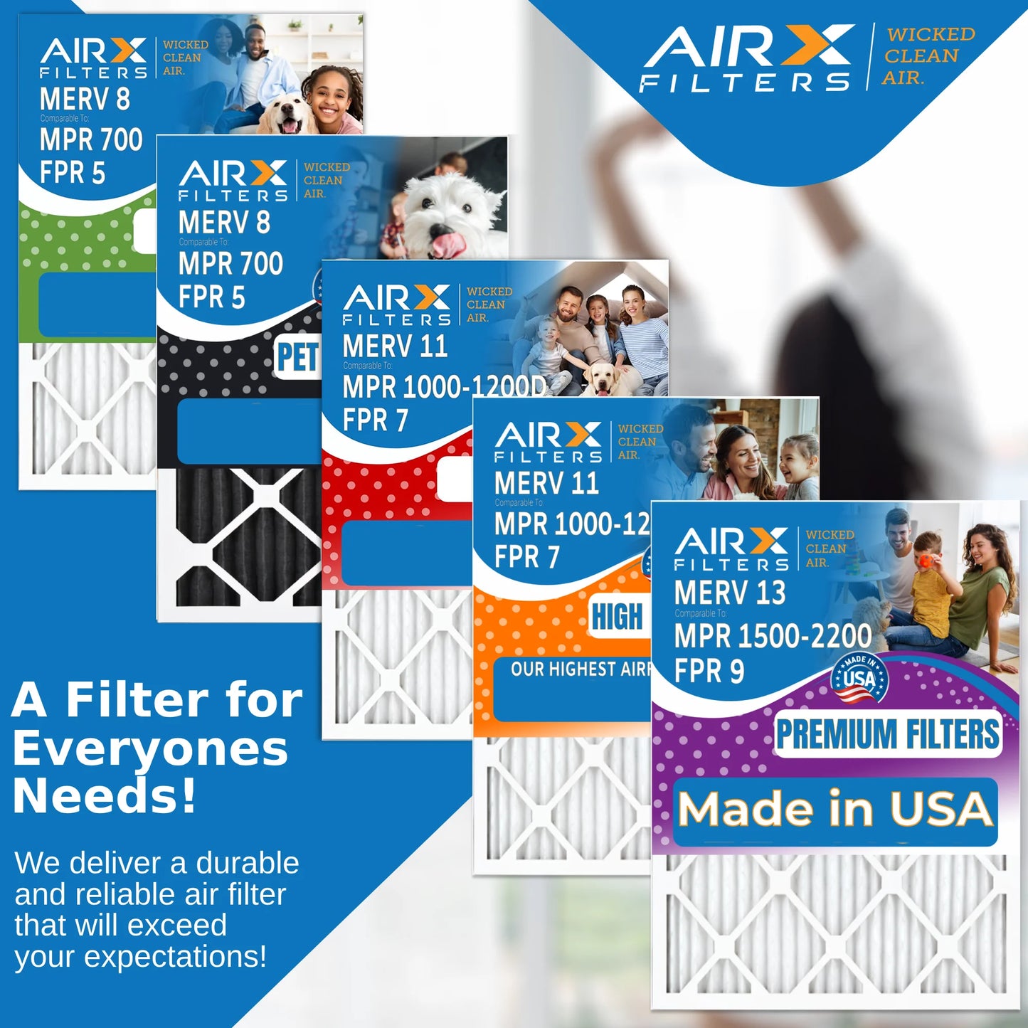 14x25x1 Air Filter MERV 11 Comparable to MPR 1000, MPR 1200 & FPR 7 Electrostatic Pleated Air Conditioner Filter 6 Pack HVAC Premium USA Made 14x25x1 Furnace Filters by AIRX FILTERS WICKED CLEAN AIR.