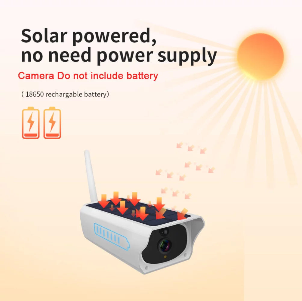 1080P Solar Powered Security Energy Camera, Wireless WiFi Outdoor IP Cameras, Rechargeable Battery Powered, Motion Detection, Waterproof, Video Surveillance Camera