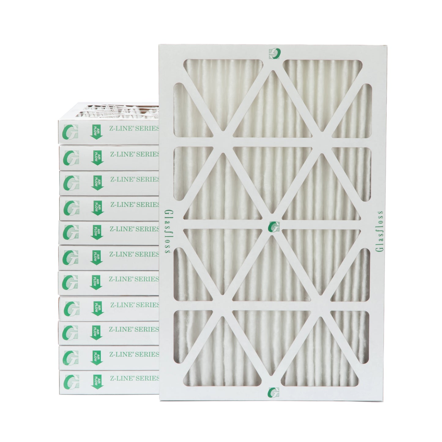 12 Pack of 16x24x2 MERV 10 Pleated 2" Inch Air Filters by Glasfloss. Actual Size: 15-1/2 x 23-1/2 x 1-3/4