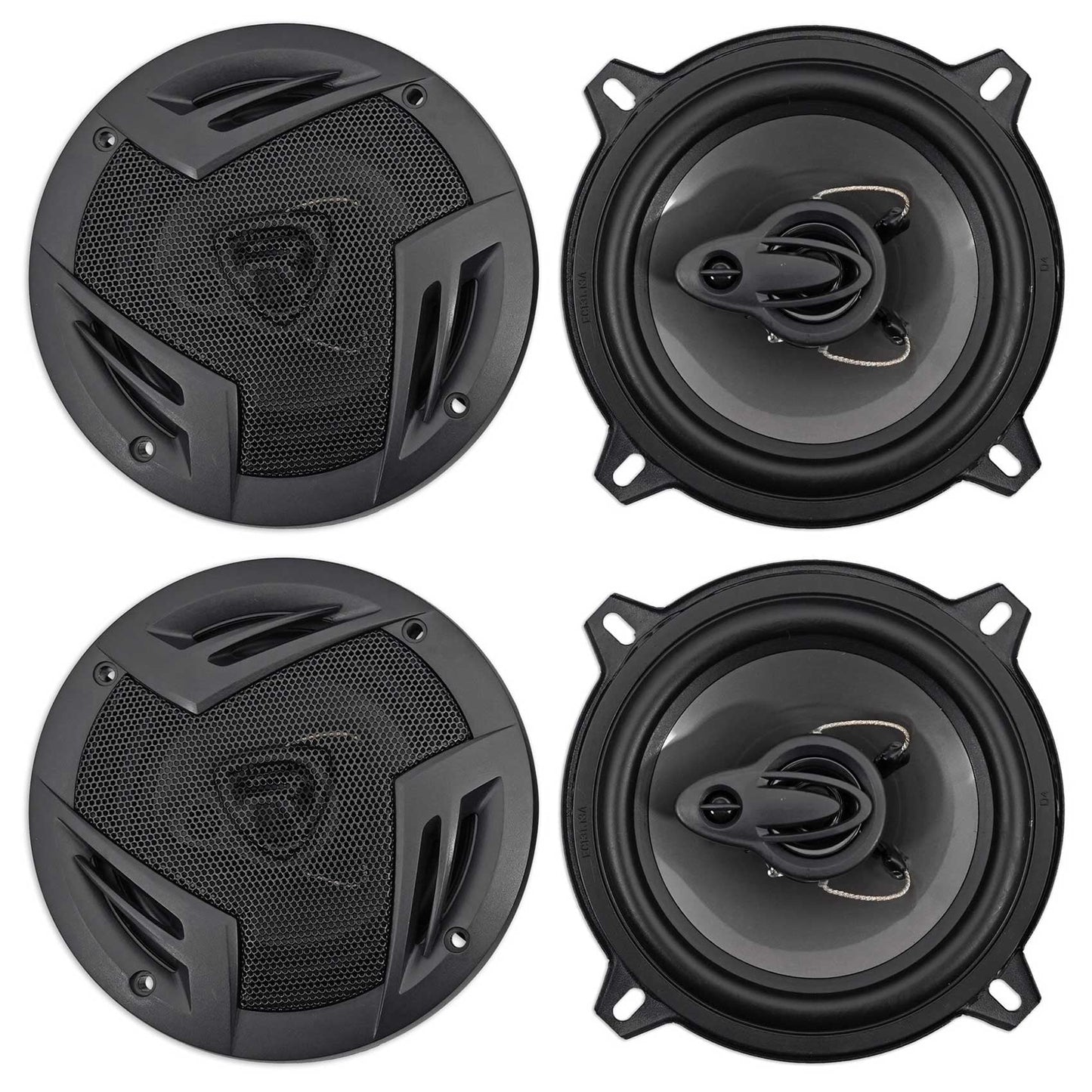 (4) Rockville RV5.3A 5.25" 3-Way Car Speakers 1200 Watts/200 Watts RMS CEA Rated