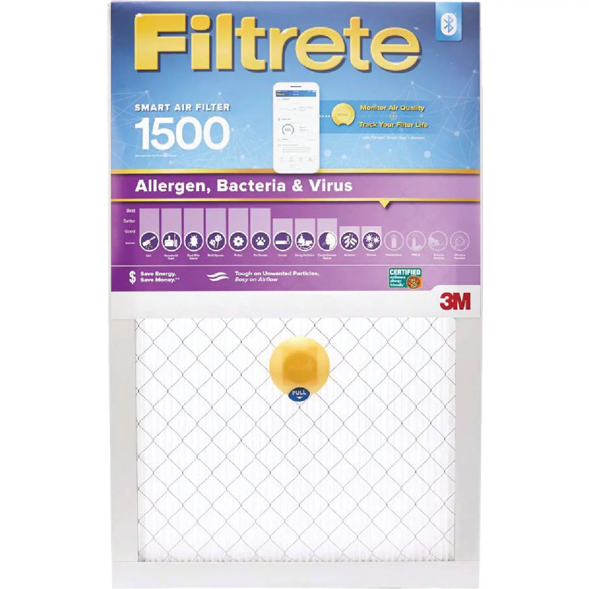 1 PK, Filtrete 16 In. x 25 In. x 1 In. 1500 MPR Allergen, Bacteria & Virus Smart Furnace Filter