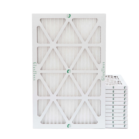 12 Pack of 10x24x1 MERV 10 Pleated Air Filters by Glasfloss. Actual Size: 9-1/2 x 23-1/2 x 7/8