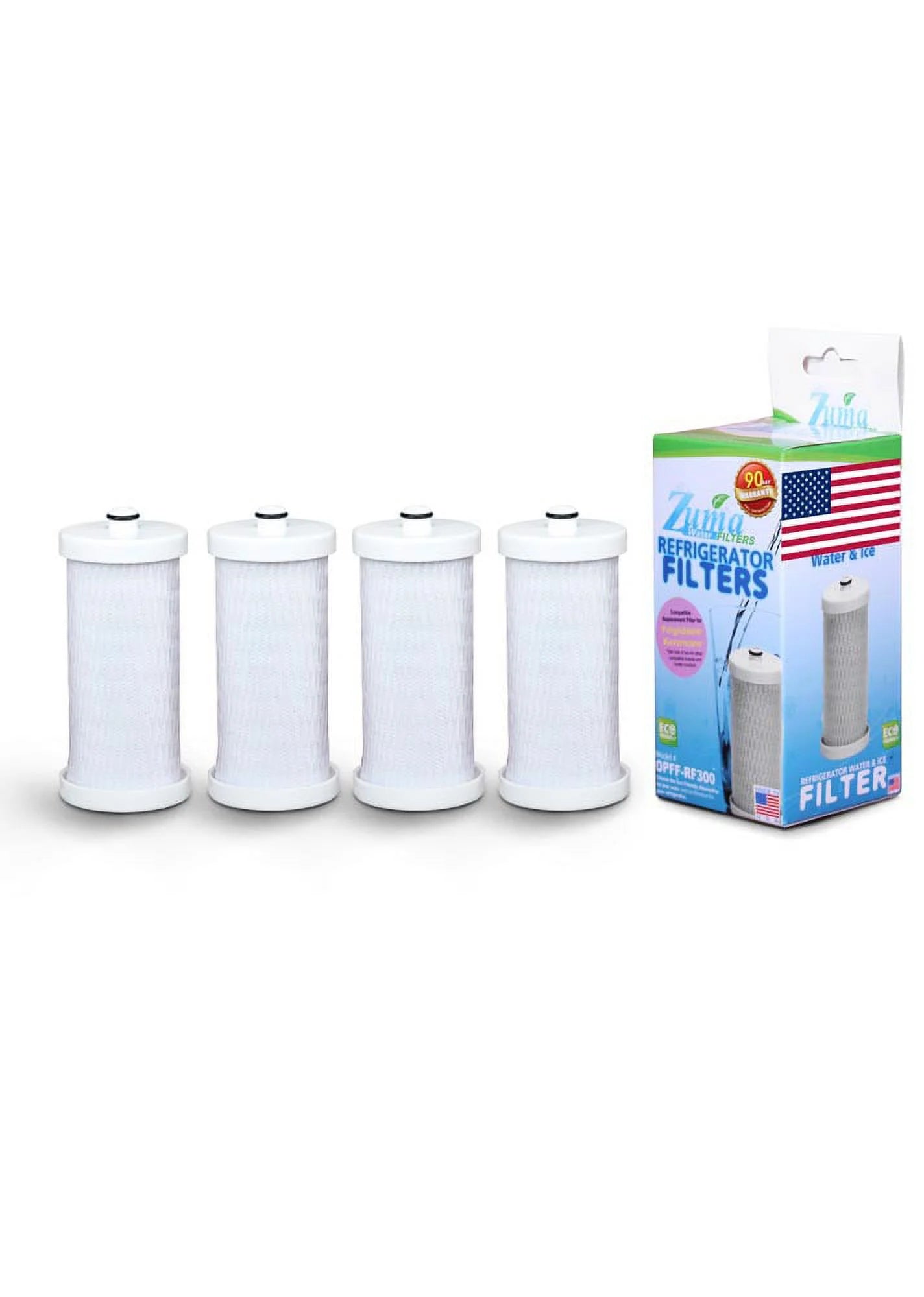 ZUMA Brand , Water and Ice Filter , Model # OPFF-RF300 , Compatible with FRS23LH5DS3 - 4 Pack - Made in U.S.A.