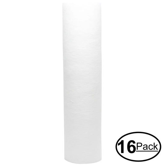 16-Pack Replacement for H2O Distributors H2O-UCF-03 Polypropylene Sediment Filter - Universal 10-inch 5-Micron Cartridge for H2O Distributors Triple Stage Under Sink System - Denali Pure Brand