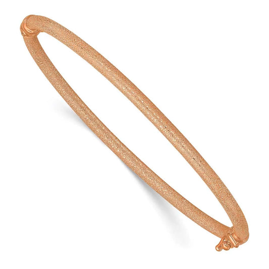 14K Rose Gold Textured Hinged Bangle