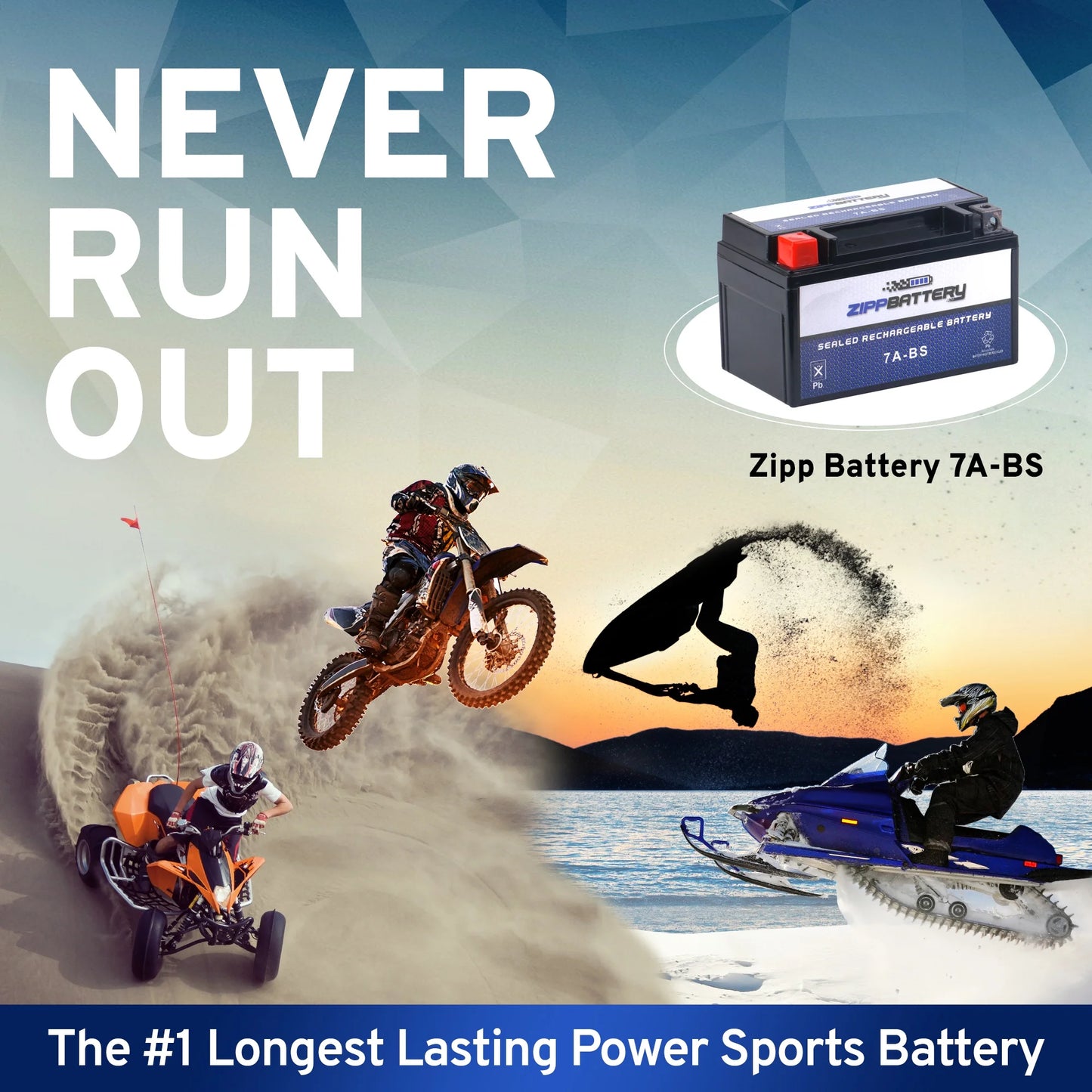 Zipp Battery YTX7A-BS (7A-BS 12 Volt,6 Ah, 100 CCA) Sealed AGM Atv Battery for Kasea Ks, Ku Models 90cc Years (all Years)