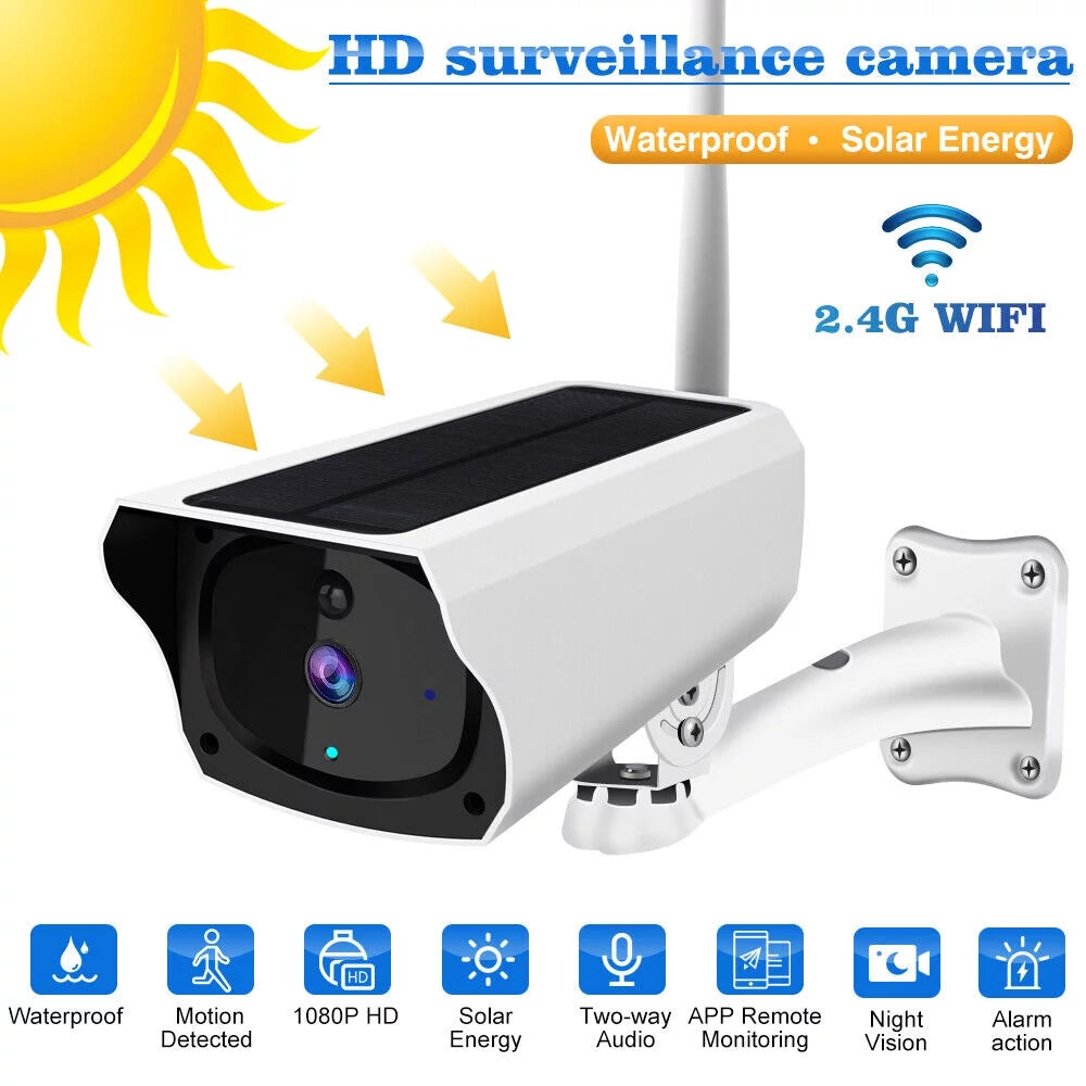 1080P Solar Powered Security Energy Camera, Wireless WiFi Outdoor IP Cameras, Rechargeable Battery Powered, Motion Detection, Waterproof, Video Surveillance Camera