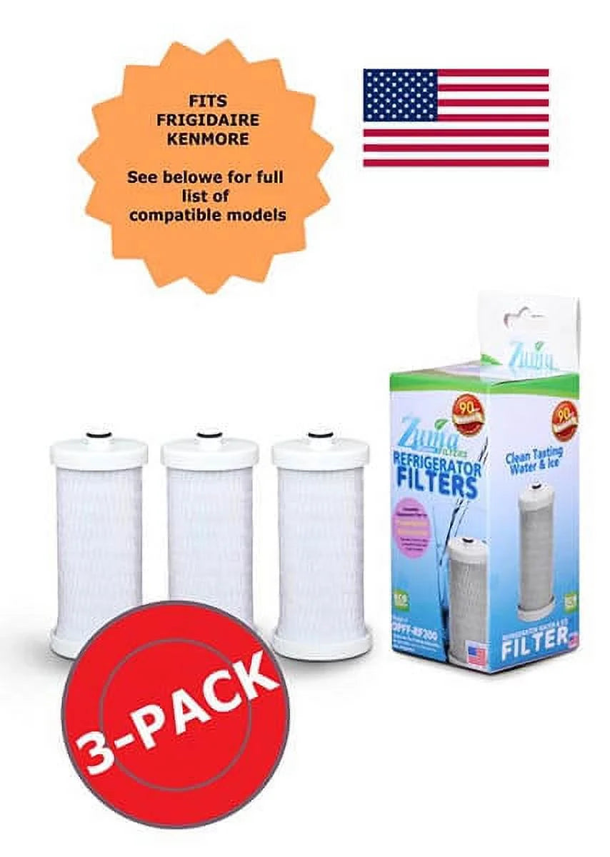 ZUMA Brand , Water and Ice Filter , Model # OPFF-RF300 , Compatible with Frigidaire® 204389101 - 3 Pack - Made in U.S.A.