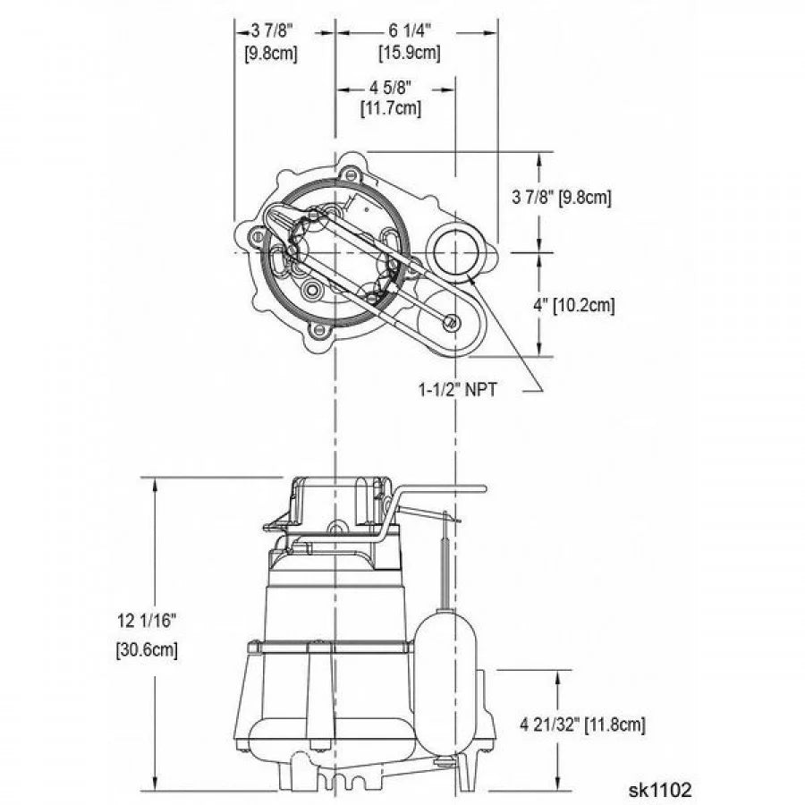 Zoeller 1/2,Sump Pump,Vertical Float 98-0077