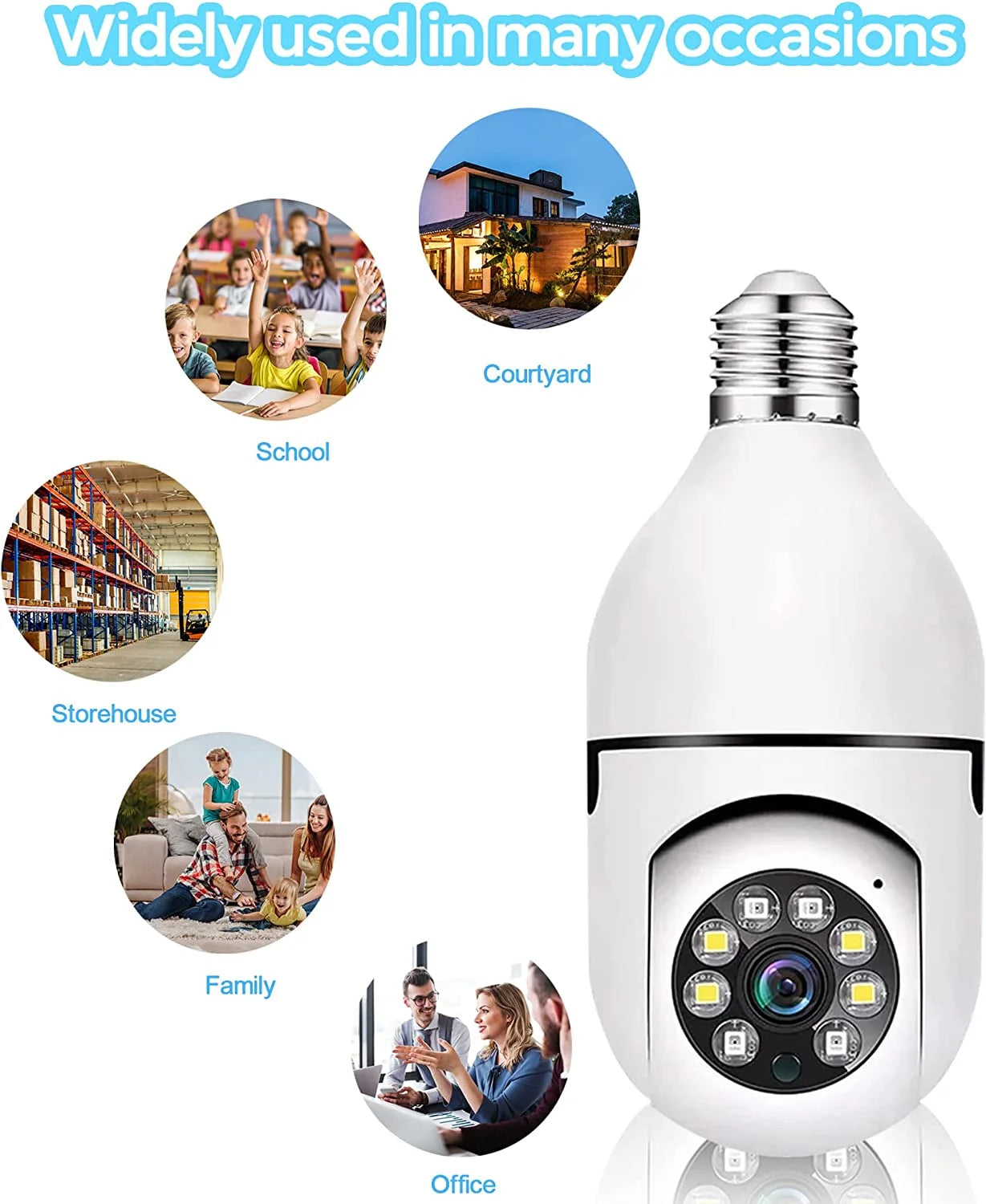 2 Pack Light Bulb Security Camera, 360 Degree PTZ2.4GHz & 5G WiFi Camera, Wireless Home Indoor and Outdoor Camera + 32GB SD Card (Two), APP Access, Motion Detection Alarm, Local and Cloud Storage