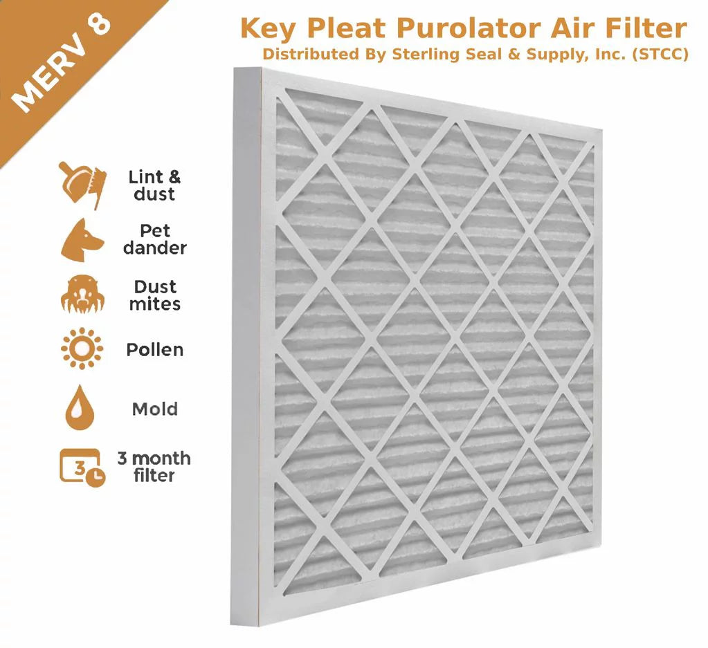 16x25x1 Purolator / Air Guard Pleated Air Filter - MERV 8 (6 Pack)