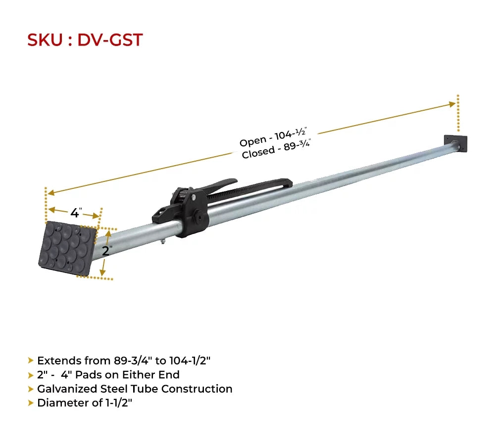 (4 - Pack) 89.75" to 104.5" Inches Long Steel Adjustable Load Lock Bar for Cargo Tie-Down in Enclosed Trucks and Semi Trailers with 2" - 4" Pads